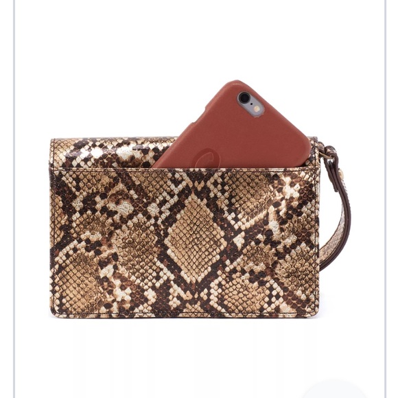 HOBO Snakeskin Clutch in Brown and Tan - Picture 2 of 3